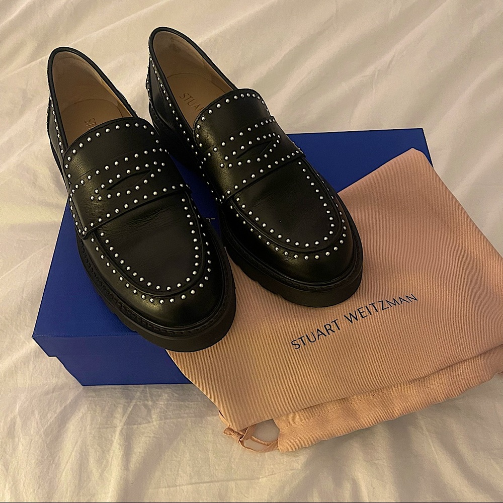 Authentic Stuart Weitzman Parker Lift Mini Pearl Loafer